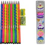Doms Neon Groove Slim Triangle Pencils(Pack of 10)