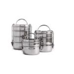 Generic Stainless Steel Clip Lunch Box, Diameter 10cm, Number of Containers 2