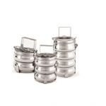 Generic Stainless Steel Belly Shape Lunch Box, Diameter 10cm, Number of Containers 4