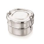 Generic Stainless Steel Chakra Shape Double Decker Bento Lunch Box, Dimension 14 x 14 x 12cm
