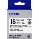 Epson LK-5TBN Label Tape, Color Black on Transparent, Size 18mm