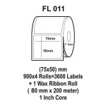 Flexi FL 011 Barcode Label, Size 75 x 50mm, Wax Ribbon Size 80mm x 200m