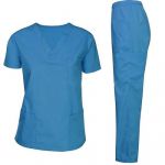 Generic 85206-S V Neck Scrub Suit Set, Color Blue, Size Small