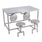 Generic Canteen Table with 4 Seater Folded Stools and Ecoboard, Material 304 G Stainless Steel (8041010013)
