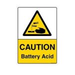 Safety Sign Store CW101-A4V-01 Caution: Battery Acid Sign Board