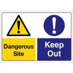 Safety Sign Store CW207-A3PC-01 Caution: Dangerous Site Keep Out Sign Board