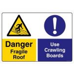 Safety Sign Store CW208-A2V-01 Danger: Fragile Roof Use Crawling Boards Sign Board