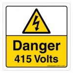 Safety Sign Store CW311-105AL-01 Danger: 415 Volts Sign Board