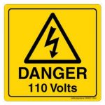 Safety Sign Store CW323-210PC-01 Danger: 110 Volts Sign Board