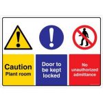 Safety Sign Store CW402-A3AL-01 Caution: Plant Room Door To Be Kept Locked Sign Board