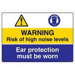 Safety Sign Store CW427-A2PC-01 Warning: Noise Hazard Ear Protection Must Be Worn Sign Board