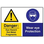 Safety Sign Store CW430-A3AL-01 Danger: Eye Hazard Hot Metal Fragment Sign Board
