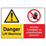 Safety Sign Store CW444-A3AL-01 Danger: Lift Machine Sign Board