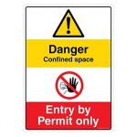Safety Sign Store CW445-A3V-01 Danger: Confined Space Entry By Permit Only Sign Board