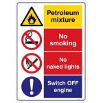 Safety Sign Store CW450-A3V-01 Petroleum Mixture No Smoking Sign Board