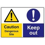 Safety Sign Store CW627-A3PC-01 Caution: Dangerous Site Keep Out Sign Board
