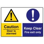 Safety Sign Store CW628-A3V-01 Caution: Door Is Alarmed Keep Clear Sign Board