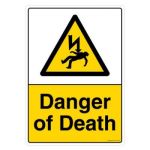 Safety Sign Store CW716-A3PC-01 Danger Of Death Sign Board