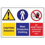 Safety Sign Store DS111-A3AL-01 Caution: Asbestos No Admittance Sign Board