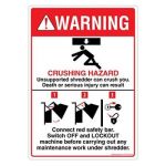 Safety Sign Store DS413-A6V-01 Warning: Crushing Hazard-Shredder Sign Board