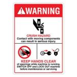 Safety Sign Store DS415-A6PC-01 Warning: Crushing Hazard-Cutouts Sign Board