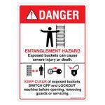 Safety Sign Store DS421-A6V-01 Danger: Entanglement Hazard-Bucket Wheel Sign Board
