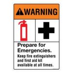 Safety Sign Store FS101-A4V-01 Warning: Prepare For Emergencies Sign Board