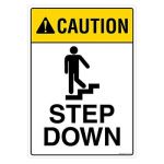 Safety Sign Store FS103-A4AL-01 Caution: Step Down Sign Board