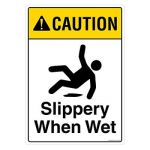 Safety Sign Store FS106-A4AL-01 Caution: Slippery When Wet Sign Board