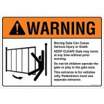 Safety Sign Store FS111-A4AL-01 Warning: Moving Gate Sign Board