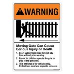Safety Sign Store FS113-A4AL-01 Warning: Moving Gate Sign Board