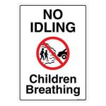 Safety Sign Store FS122-A4V-01 No Idling Children Breathing Sign Board