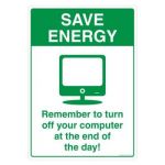 Safety Sign Store FS201-A4AL-01 Save Energy Turn Off Computer Sign Board
