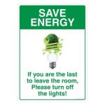 Safety Sign Store FS202-A4PC-01 Save Energy Turn Off Lights Sign Board