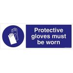 Safety Sign Store FS612-1029AL-01 Protective Gloves Must Be Worn Sign Board