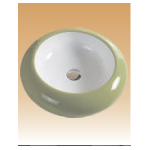 White/Green Art Basin Colored -  Button - 490x490x140 mm