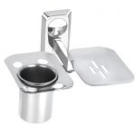 Osian O-109 Stainless Steel Soap Dish with Tumbler Holder, Series Omni, Length 7.5, Width 5.5
