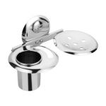 Stainless Steel Soap Dish with Tumbler Holder, Series Creta, Length 9.5, Width 5