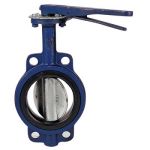 SAP Cast Steel Butterfly Valve Nitrile Rubber Moulding Lever Operated Wafer Type(PN16), Size 50mm, Hydraulic Test Pressure(Body) 21kg/sq cm, Hydraulic Test Pressure(Seat) 15.5kg/sq cm