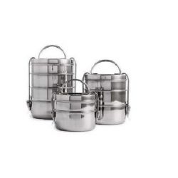Generic Stainless Steel Clip Lunch Box, Diameter 18cm, Number of Containers 4