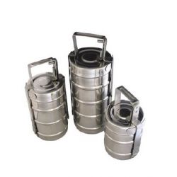 Generic Stainless Steel Handle Lunch Box, Diameter 11cm, Number of Containers 3