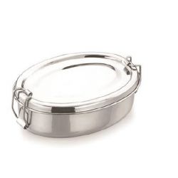 Generic Stainless Steel Oval Shape Bento Lunch Box, Dimension 18 x 13 x 5cm