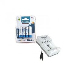 Envie ECR-4 Battery Charger with 4 Pieces 2800mAh AA Ni-MH Camera Battery, Battery Capacity 2800mAh, Battery Type AA Ni-MH