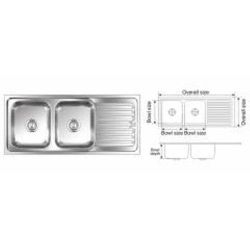 Nirali Graceful Elegance Glossy Finish Kitchen Sink, Size: 1550 x 510mm