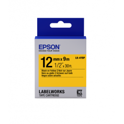 Epson LK-4YBP Label Tape, Color Black on Yellow, Size 12mm