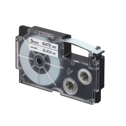 Casio XR-9WE-S-DJ/XR-9WE1-W-DJ Label Tape, Color Black on White, Size 9mm