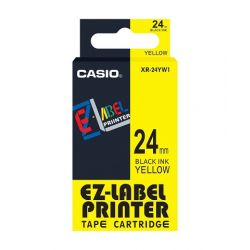Casio XR-24YW Label Tape, Color Black on Yellow, Size 24mm