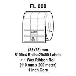 Flexi FL 008 Barcode Label, Size 33 x 25mm, Wax Ribbon Size 110mm x 200m
