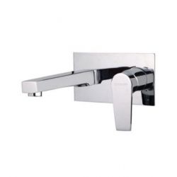 Hindware F360017 Single Lever Basin Mixer With Wall Flange And Spout, Finsih Chrome