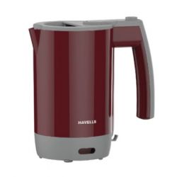 Havells GHBKTAIM100 Kettle/Coffee Maker, Model Travel Lite, Power 1000W, Capacity 0.5l, Color Maroon